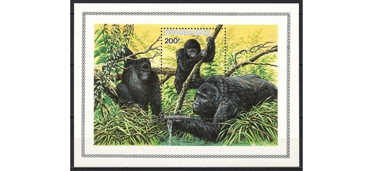 RWANDA 1985 - MAIMUTE, GORILE - BLOC NESTAMPILAT - MNH / fauna139